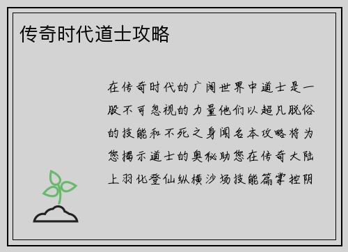 传奇时代道士攻略
